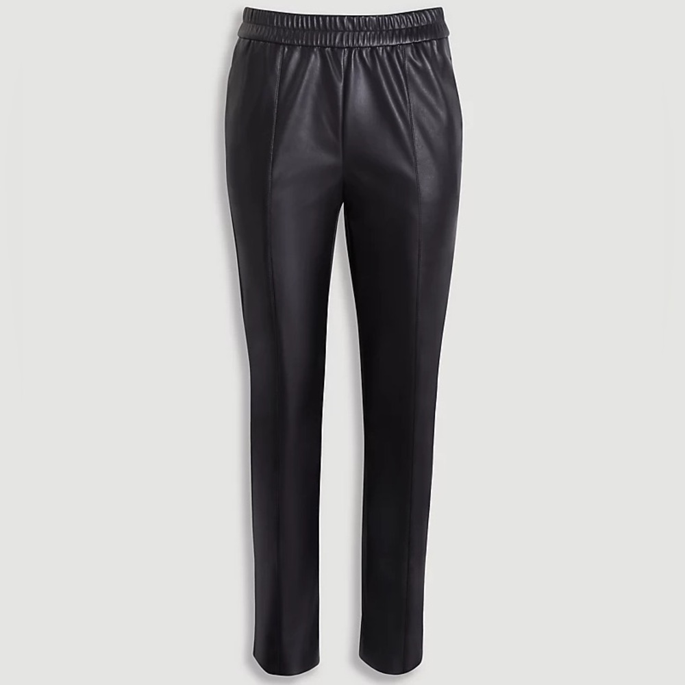 Ann Taylor Factory faux-leather pull-on ankle pants EUC